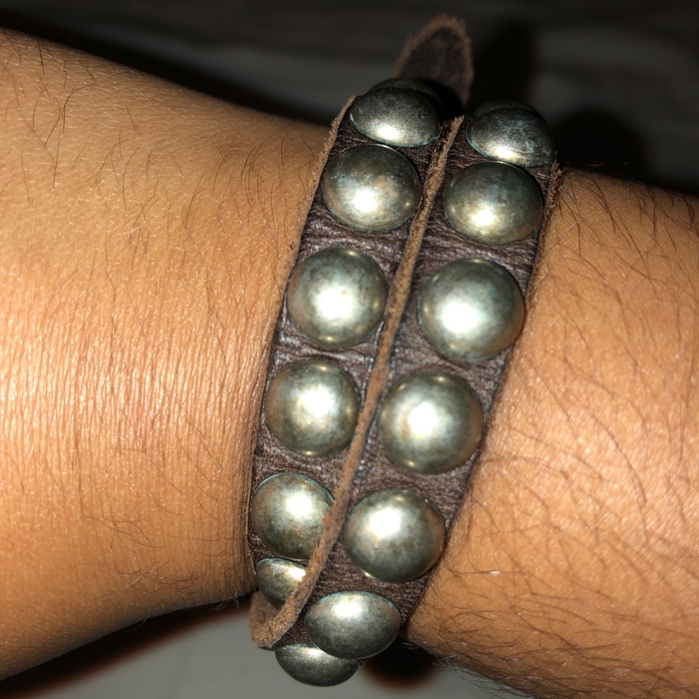 Diesel leather bracelet with copper studs